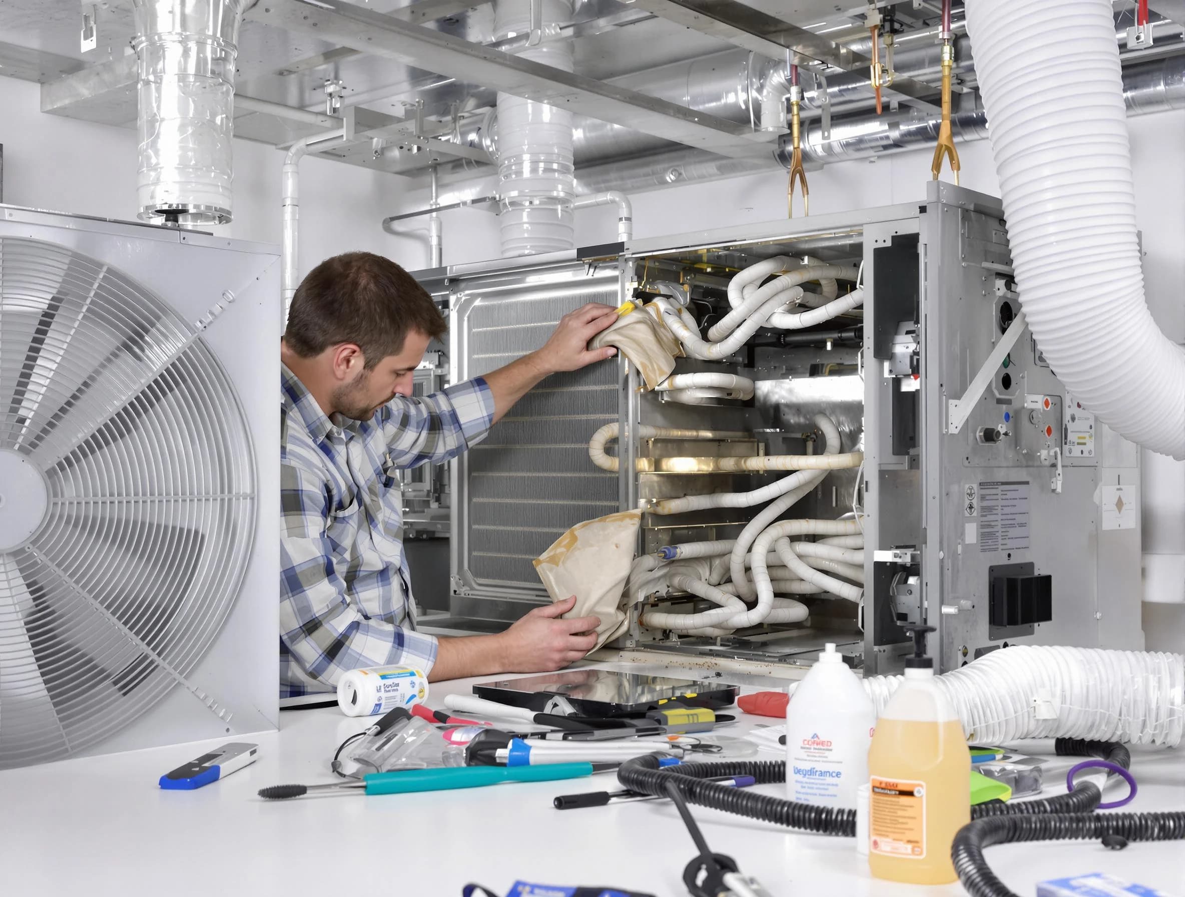 College Park Air Duct Cleaning specialist performing precision AC coil cleaning in College Park