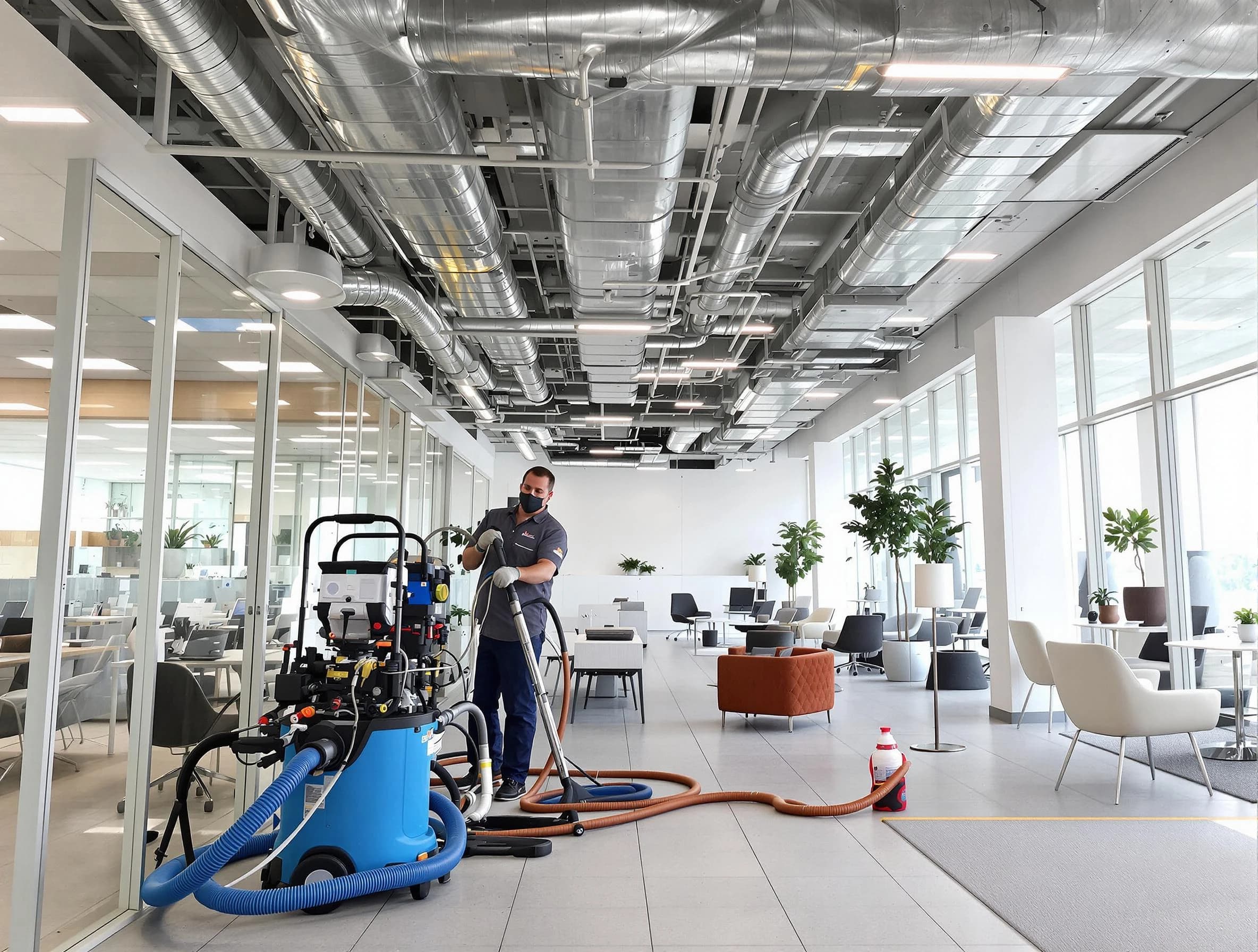 College Park Air Duct Cleaning team conducting comprehensive commercial duct cleaning at a business location in College Park