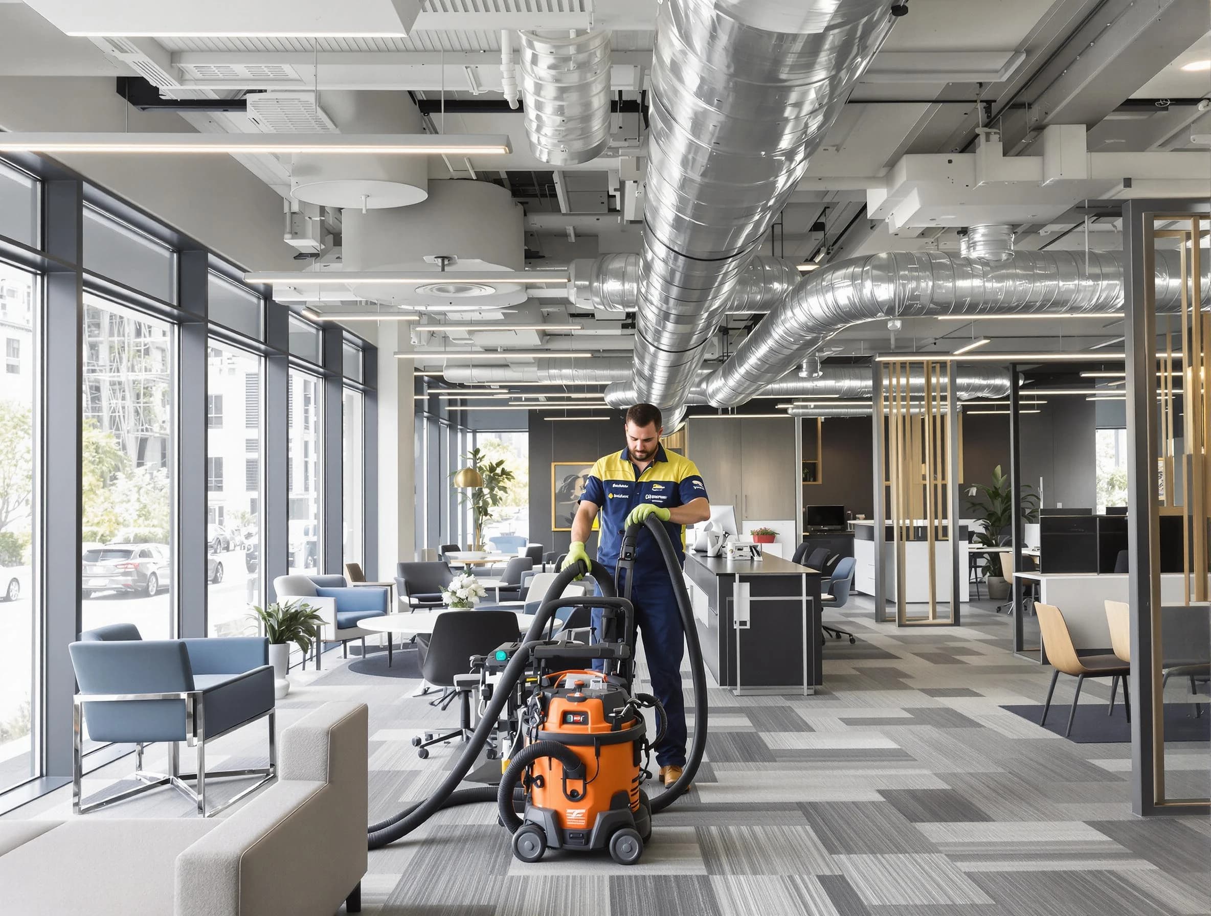College Park Air Duct Cleaning team performing thorough commercial duct cleaning at a College Park business center