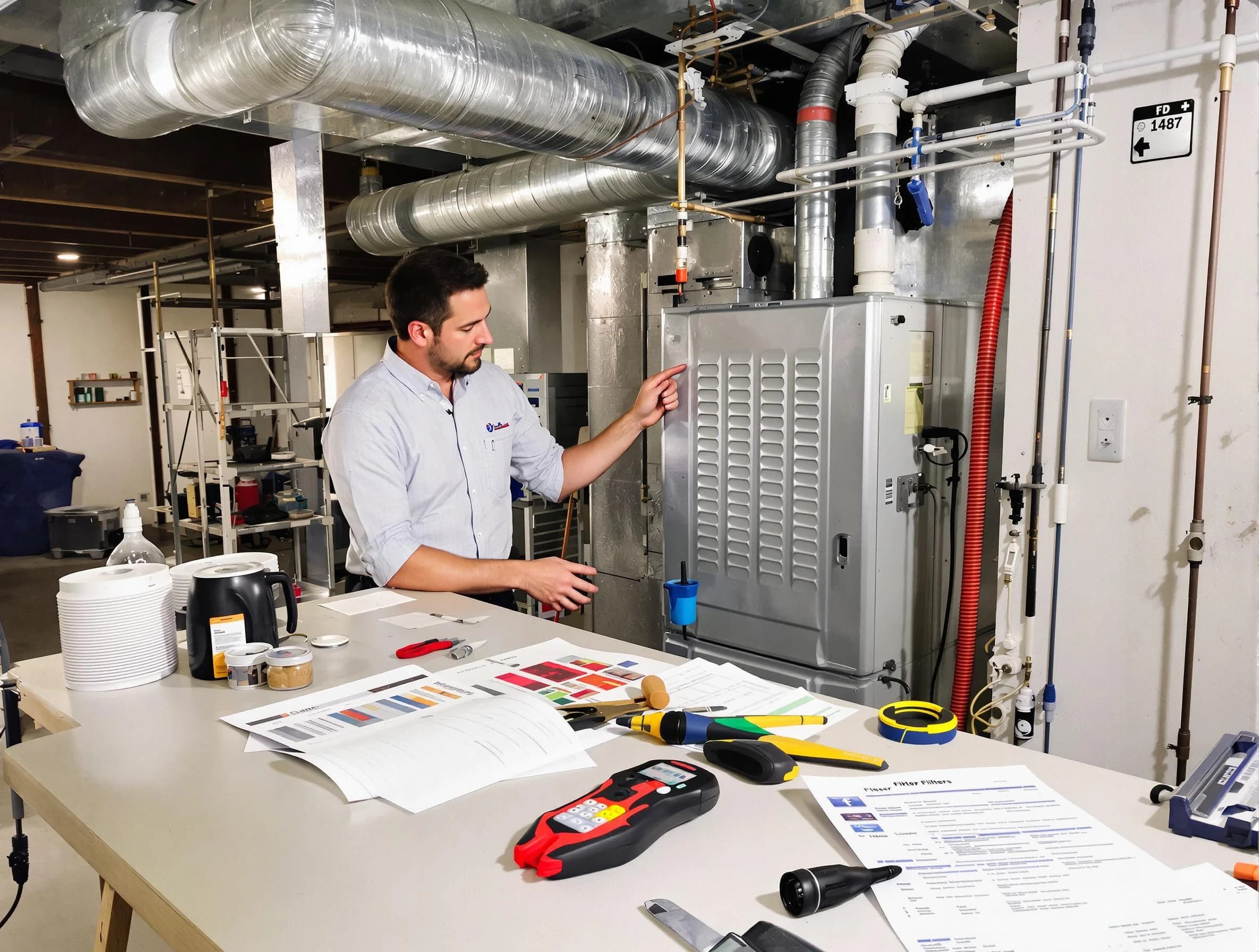 College Park Air Duct Cleaning inspector conducting detailed filter system evaluation using professional diagnostic tools in College Park