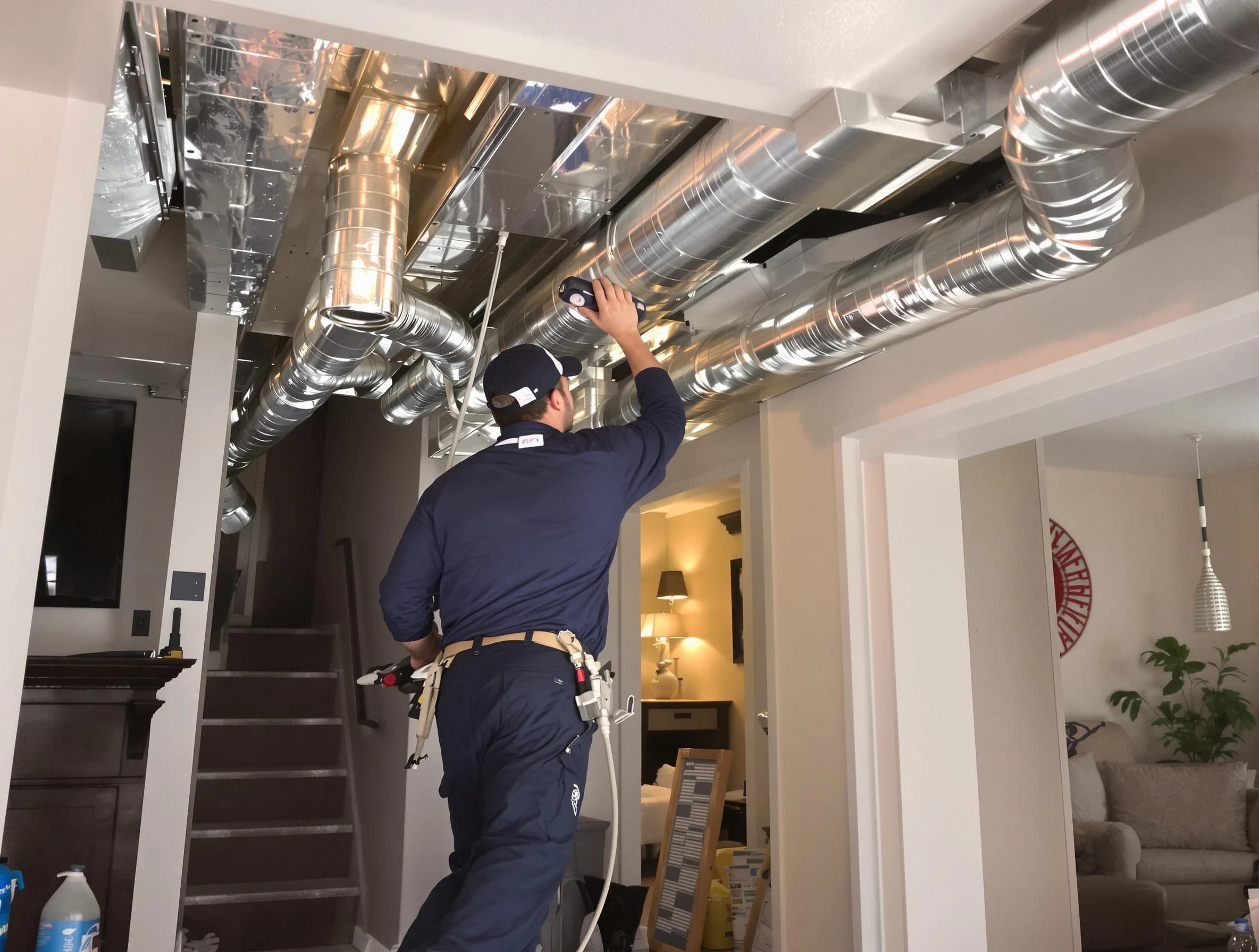 College Park Air Duct Cleaning expert performing specialized duct cleaning in a mobile home in College Park