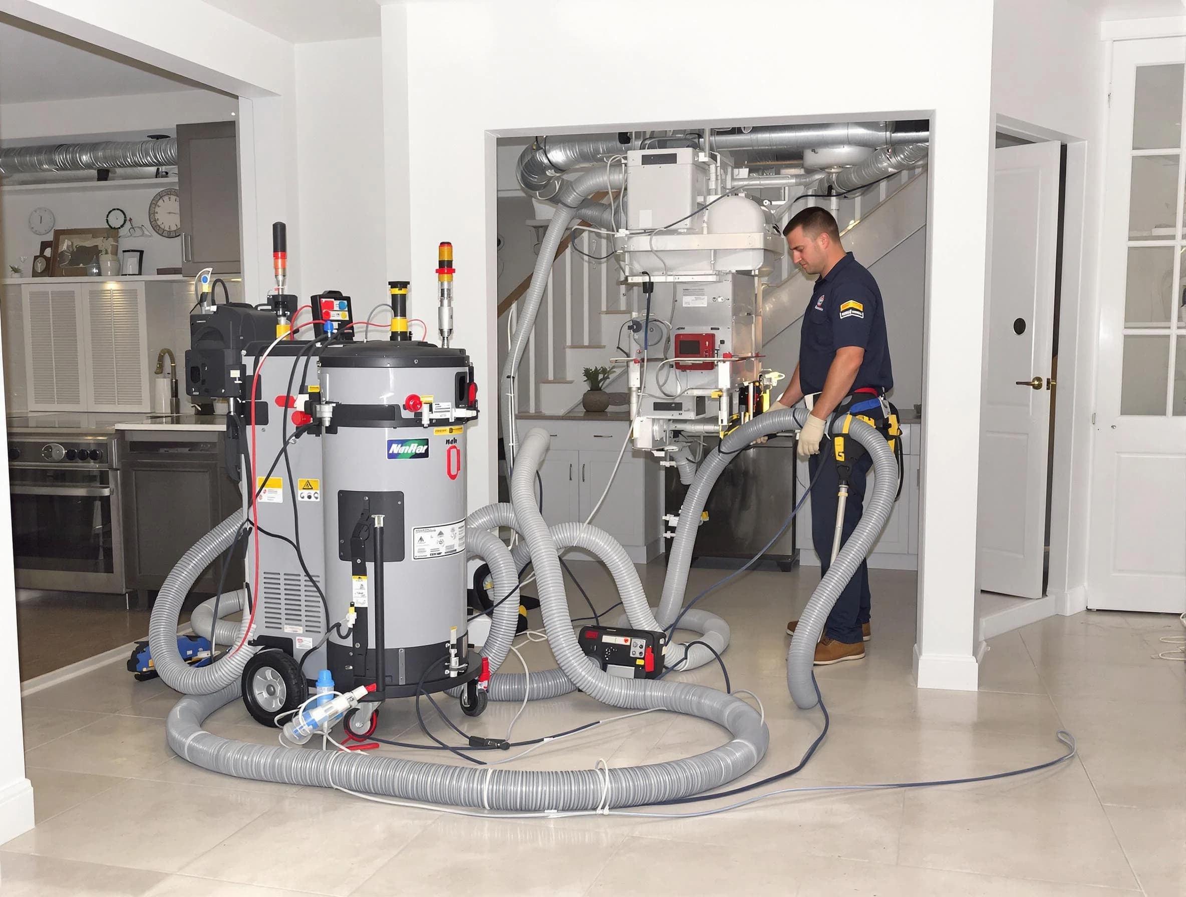 College Park Air Duct Cleaning technician operating negative pressure cleaning equipment for thorough duct maintenance in College Park