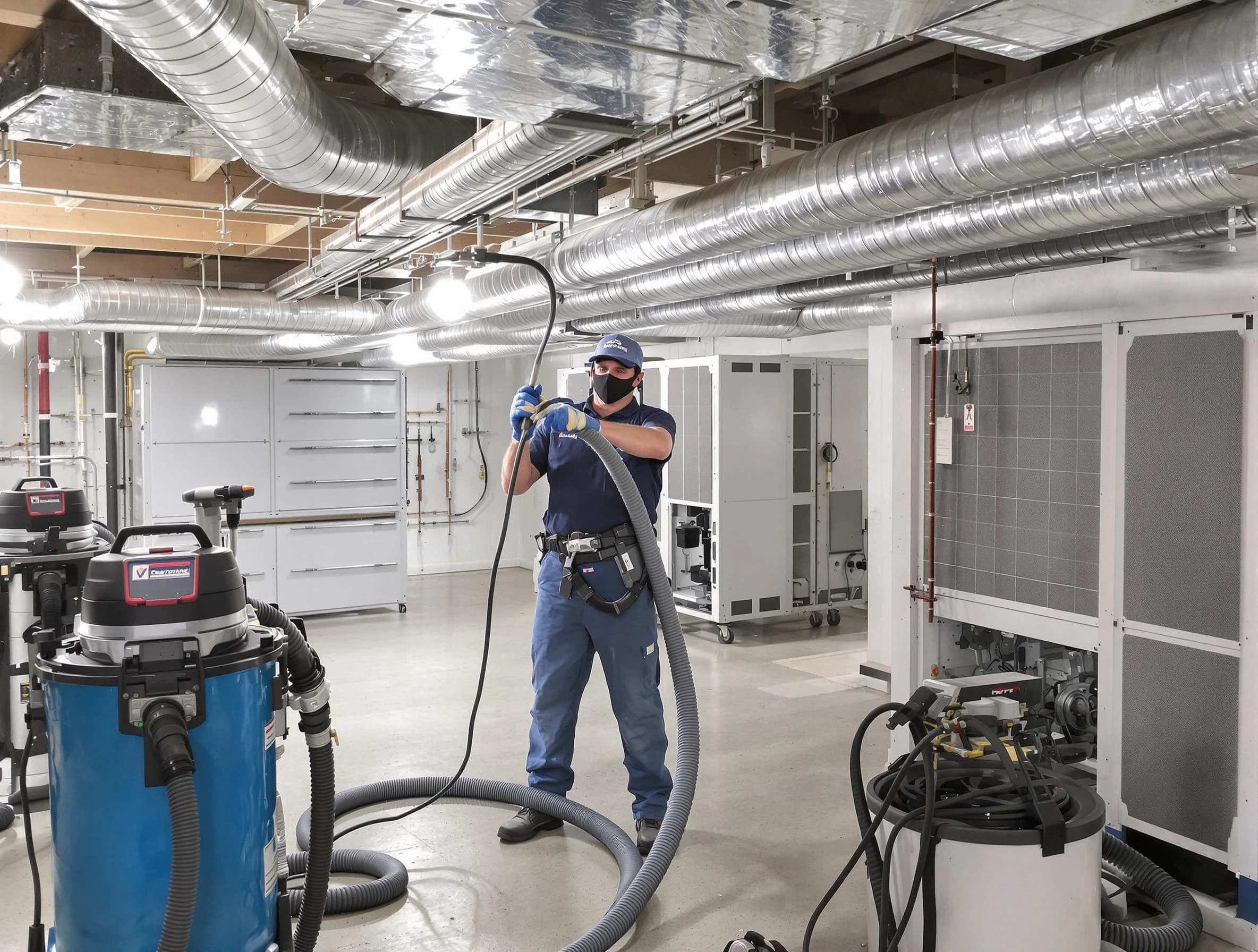 College Park Air Duct Cleaning specialist performing thorough central air duct cleaning for improved system efficiency in College Park